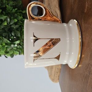 Anthropologie Classic monogram 'N' mug Shaving cream style